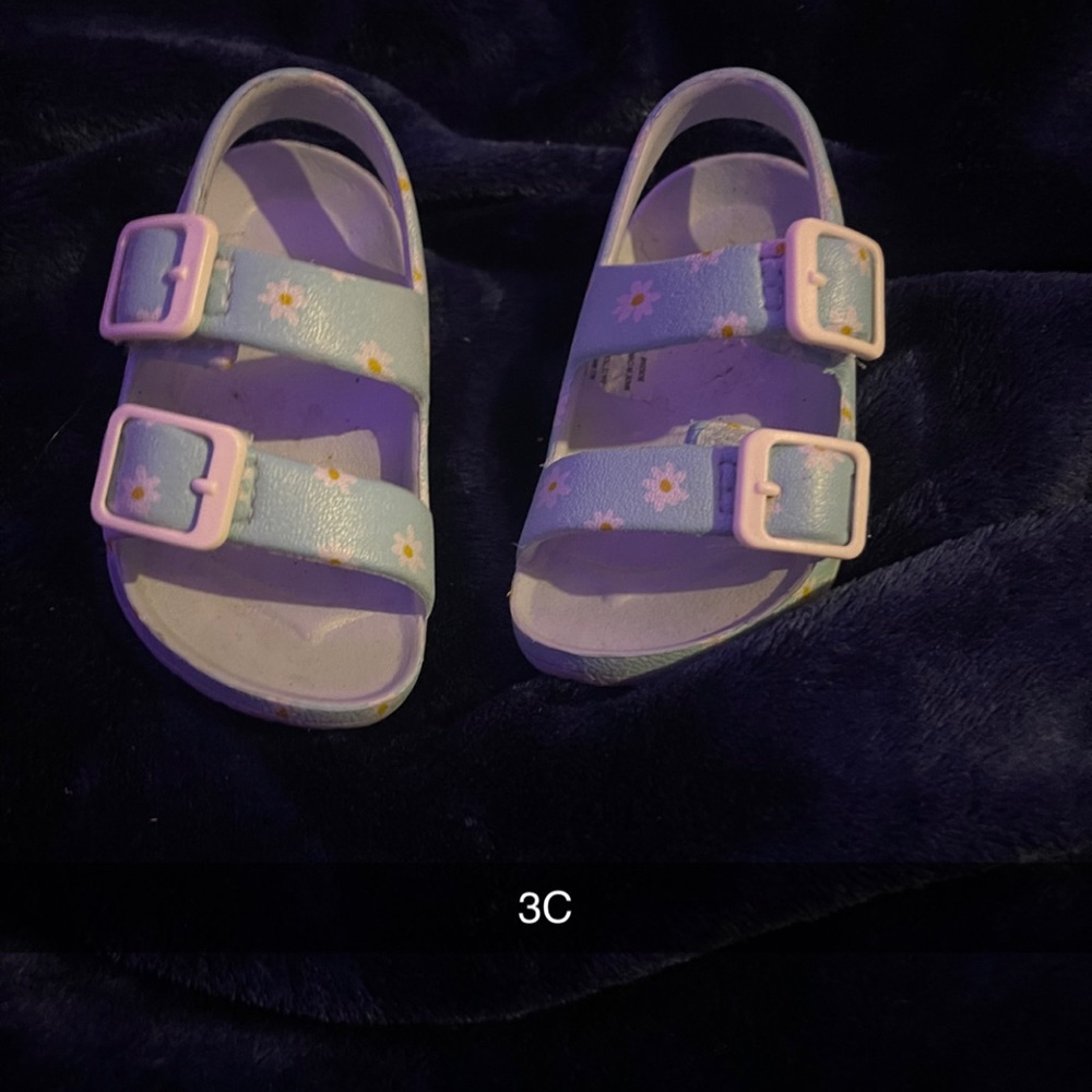 Kids Blue Sandals with Floral Design